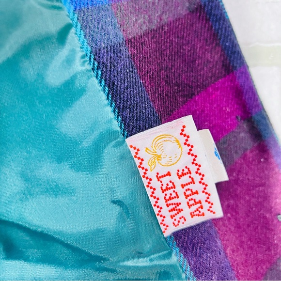 Vintage 1980’s Sweet Apple Plaid Blazer in Jewel Tones Size 7/8 Made in USA - Picture 9 of 11